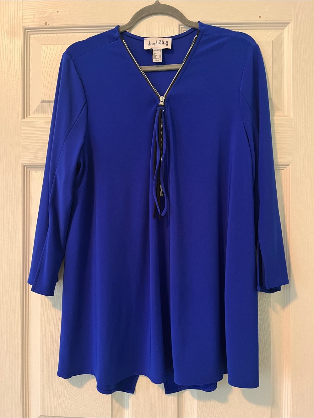 Joseph Ribkoff Cobalt Blue V-Neck Zip-Tie A-Line Tunic